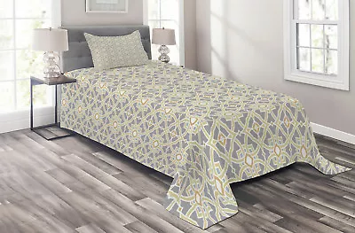 Geometric Quilted Coverlet & Pillow Shams Set Moroccan Floral Art Print • $59.99