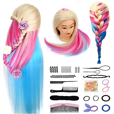 26-29  Styling Head Doll Hair Training Head Hairdressing + Braiding Clamp Set UK • £17.99