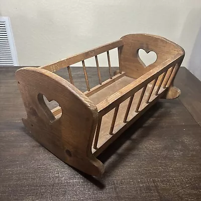 Vintage Style Baby Doll Rocking Cradle Wood Crib • $24.99