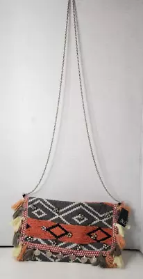 Moroccan Kilim Purse Clutch Crossbody With Decorative Embellishments Tassels • $26.99