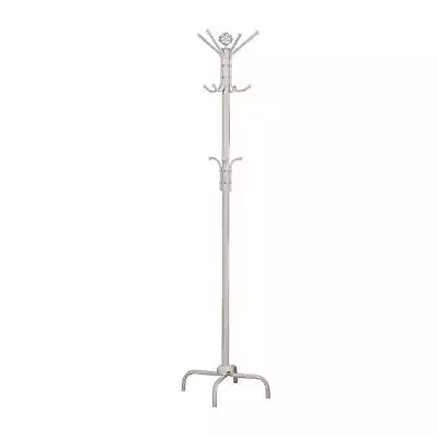 Coat Rack Hall Tree 12 Hooks Entryway 70 H Bedroom White Metal • $33.46