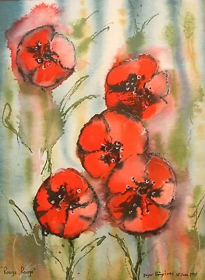 Irish Art Original Framed Watercolour Painting POPPIES By Roger Livingstone • £160