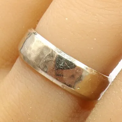 Men's 14K White Gold 7mm Hammered Wedding Band Ring Size 10 FZZ • $519.99