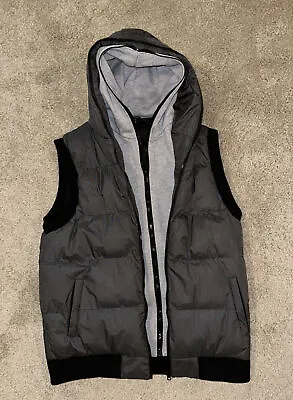 Urban Classics Bubble Vest Men’s Xl Gray / Black  Double Zipper Full Zip Hoodie • $28