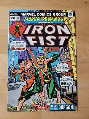 Marvel Premiere #16 1974 Medium+ Grade 2nd App & Origin Of Iron Fist See Notes • $15