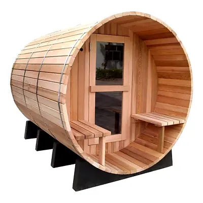 6ft Canadian Cedar Wood Fire Barrel 4 Person Sauna Stove Porch Heater 71  X 95  • $8000