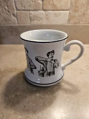 Vintage Mustache Cup Man Mug Well Groomed Victorian Men Black & White Japan • $7