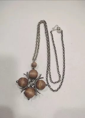 Vintage Silver Tone Wood Aarikka Finland Necklace 24  H65 • $65