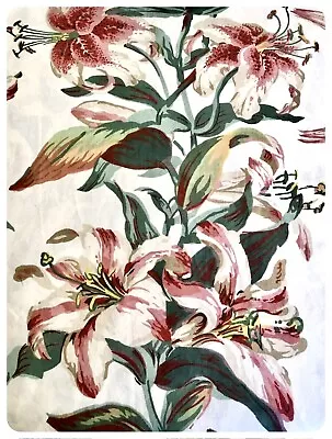 Stargazer Lily Print Chinz Fabric Les Fleurs De Lys Designed 1854- Warner X3 • £16.81