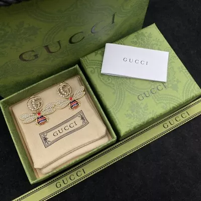 Gucci Double G Bee Pearl And Diamond Inspired Vintage Stud  Earrings • $99