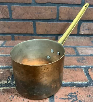 Vintage Copper Sauce Pan Cooking Pot Brass Handles • $22.77