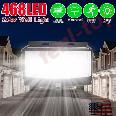 468 LED Solar Power Motion Sensor Light Outdoor Security Yard Street Wall Lamp • $5.93