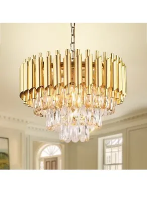 Modern Gold Crystal Chandelier Ceiling Light Gold 3 Tier (Bulbs Not Included) • £112