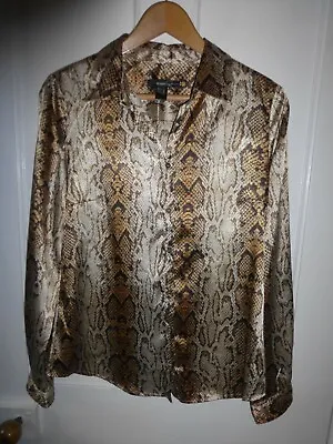 £9.99 • Buy Mango Suit Eur  L Uk 12 Snakeskin Silky Polyester/elastane Long Sleeve Blouse