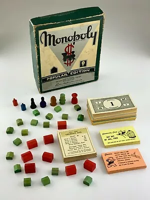 Vintage Monopoly Game Popular Edition Parker Brothers Wood Tokens W743 • $114.50