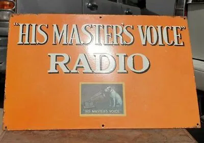 1920s Old Vintage His Masters Voice Radio Gramophone Porcelain Enamel Sign Board • $1147.85