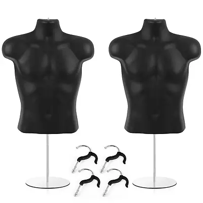 2 Pack Male Mannequin Torso Dress Form Mannequin Body T Shirt Display With Stand • $92.63