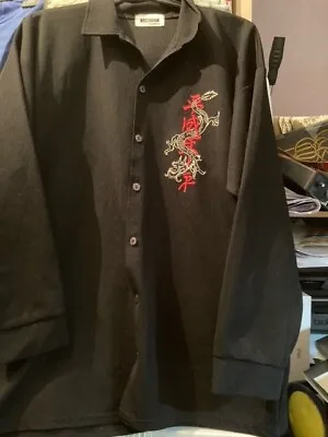 Black Stretchy Shirt With Dragon Embroidery By Lareto 44 Chest • £6