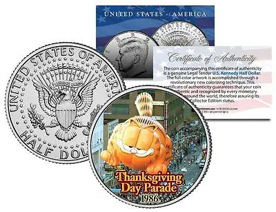 GARFIELD 1986 BALLOON NYC Thanksgiving Day Parade Genuine JFK U.S. Half Dollar • $8.95