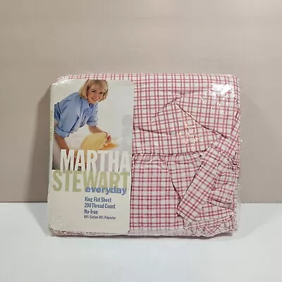 Vintage Martha Stewart Everyday King Flat Sheet 200 Thread Count Pink CHK NEW • $22.45