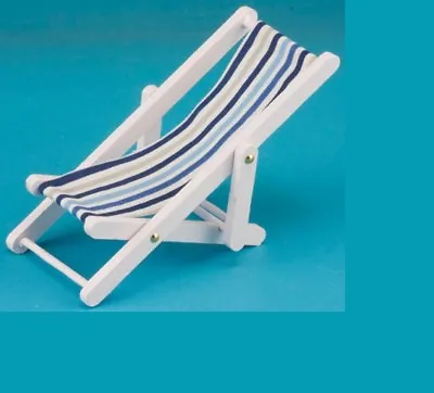 Dollhouse Miniatures 1:12 Scale Beach Chair Blue/White Fabric #IM65338 • $4.99