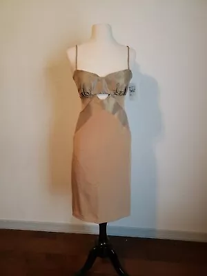 Nicole Miller Silk Gold Spaghetti Strap Dress 0 • $19.99