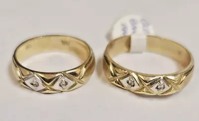 New   HIS And HERS MATCHING Diamond Wedding Band Set Solid 14K Yellow Gold • $499