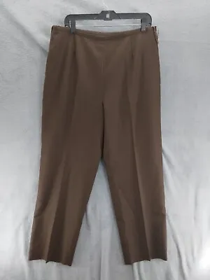 Amanda Smith 100% Pure New Wool Dress Pants Women 16 Brown Straight Leg Side Zip • $20.99