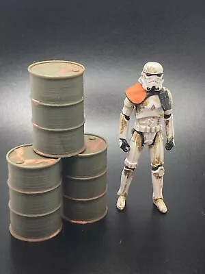 3 Custom OIL DRUM BARREL LOT For 3.75  Figure Diorama STAR WARS GI JOE (D42) • $8.99