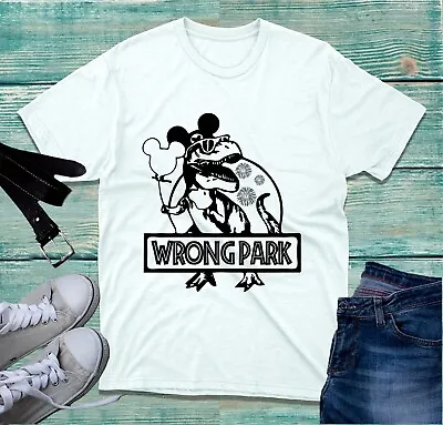 Wrong Park T-Shirt Dinosaur T-Rex Mickey Minnie Mouse Balloon Funny Mash-up Top • £9.99