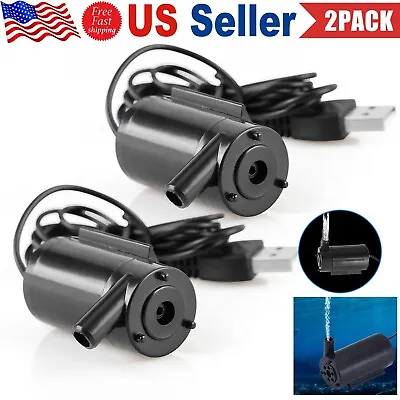 2Pc Mini Water Pump Small Mute Submersible 1 M USB Cable Garden Home Fountain • $7.89