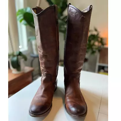 Frye Melissa Women's Button Knee High Boot Dark Leather Size 8.5M With Box • $99