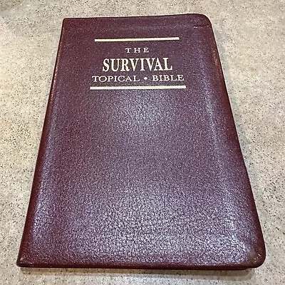 Excellent The Survival Bible KJV Topics For Living Red Genuine Leather • $18