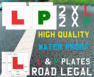 Learner Driver 2xL & 2xP Plate PVC Stickers Self Adhesive Learn Driving Car • £3.99