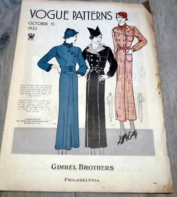 RARE VTG 1930s VOGUE PATTERNS CATALOG 1933 • $19.99