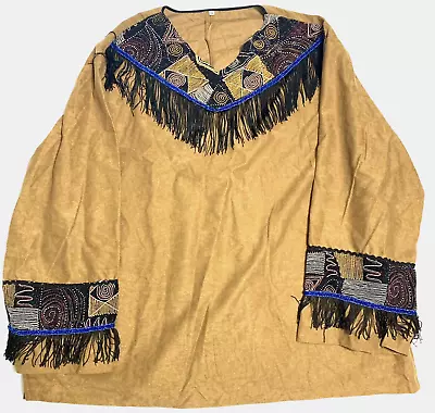 Native American Light Brown Felt-Fringe Beaded 3 PC  Unisex Size (2XL) • $24.89