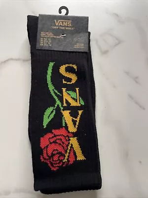 New Men's VANS Designer Logo Sport Skater Surfer Crew Cut Socks Black Rose • $14.99