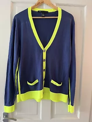 Silk Cashmere Cardigan Marc By Marc Jacob’s M Blue And Neon Yellow Spring • £35