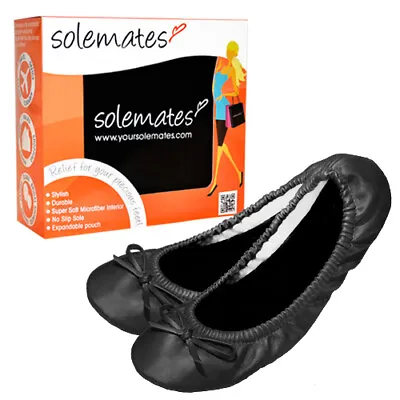 Solemates Comfy Office / Travel Ballet Flats For Women W Compact Carrying Tote • $9.99