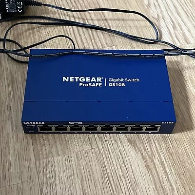 NetGear ProSAFE GS108 V4 8-Port Gigabit Unmanaged Ethernet Gigabit Switch + PSU • £17.99