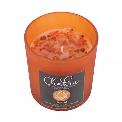 Sacral Chakra Orange Crystal Chip Candle Paraffin Wax. • £14