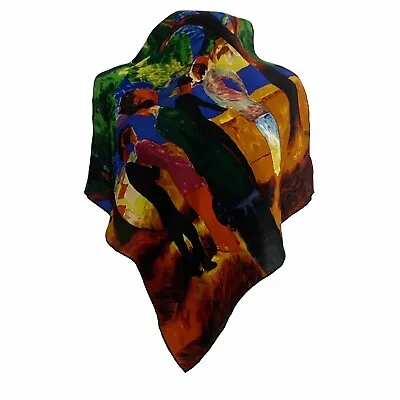 UNBRANDED CAMOUFLAGE MULTI COLOR SQUARE  Silk Scarf  22/21 In  #A167 • $13.95