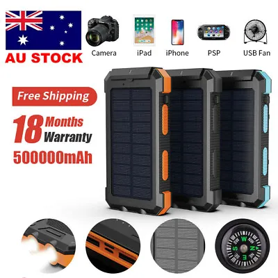 500000mAh Portable Solar Panel Dual USB External Battery Power Bank Pack Charger • $36.99