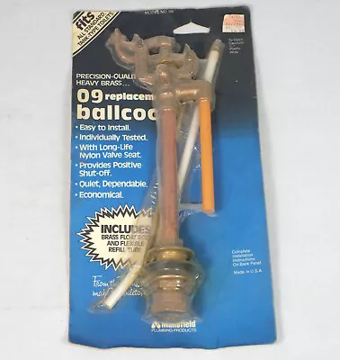 NOS Vintage Mansfield 09 Brass Toilet Ballcock Fill Valve • $15.99