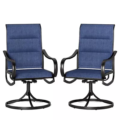2 X Patio Chairs Outdoor Swivel Chair Metal Rocking Chair Garden Furniture Blue • $219.99
