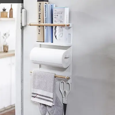 $29.99 • Buy Flash Sale! Kitchen Organiser Rack Fridge Magnetic Paper Towel Holder With Hooks