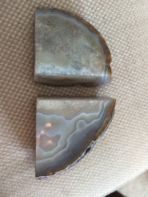 £40 • Buy Agate Geode Crystal Bookends Grey White Blue Over 1.8kg