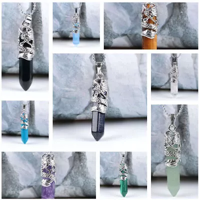 Hexagonal Necklace Chakra Healing Natural Quartz Crystal Point Pendant Jewelry • £3.49