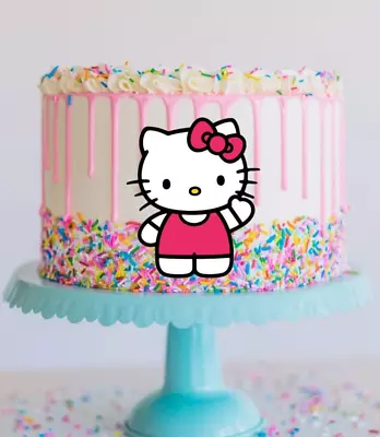 1 X Hello Kitty Edible Cake Topper Wafer Card Pink Kids Birthday Party Cake • $7.50