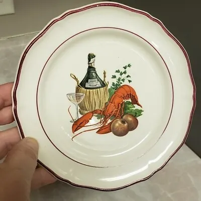 Set Of 5 Saucers. Japan. Lobsters Fish Pears Red  • $21.20